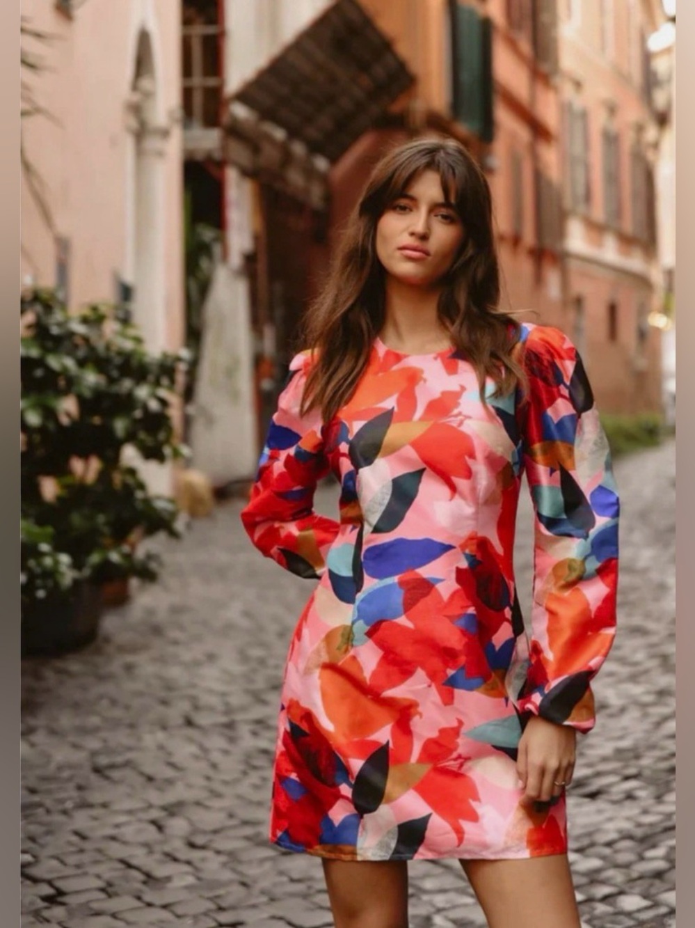 Anthropologie Hutch Carolyn Papier Mache Mini Dress XL Coral Floral NWT - Picture 2 of 8